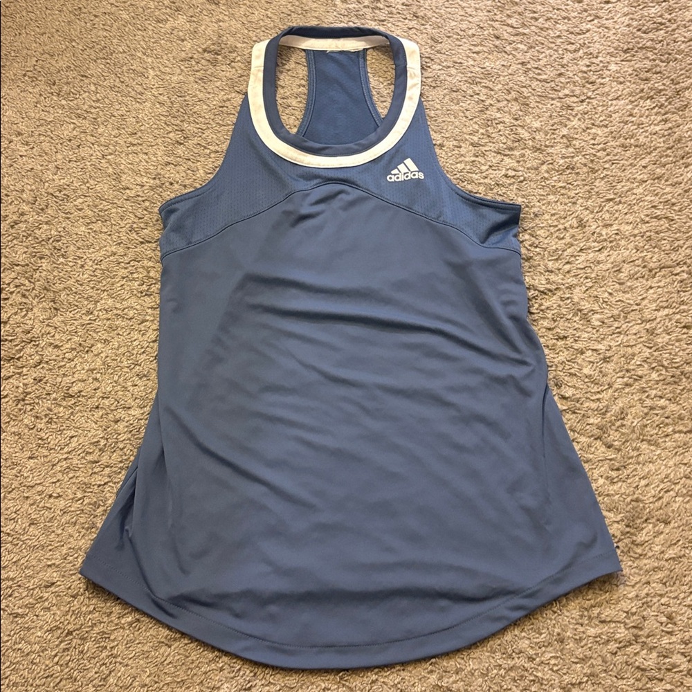 Adidas Blue and White Athletic Tank